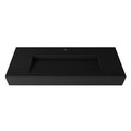 Castello Usa Pyramid 48” Solid Surface Wall-Mounted Bathroom Sink in Black CB-GM-2053-48-B